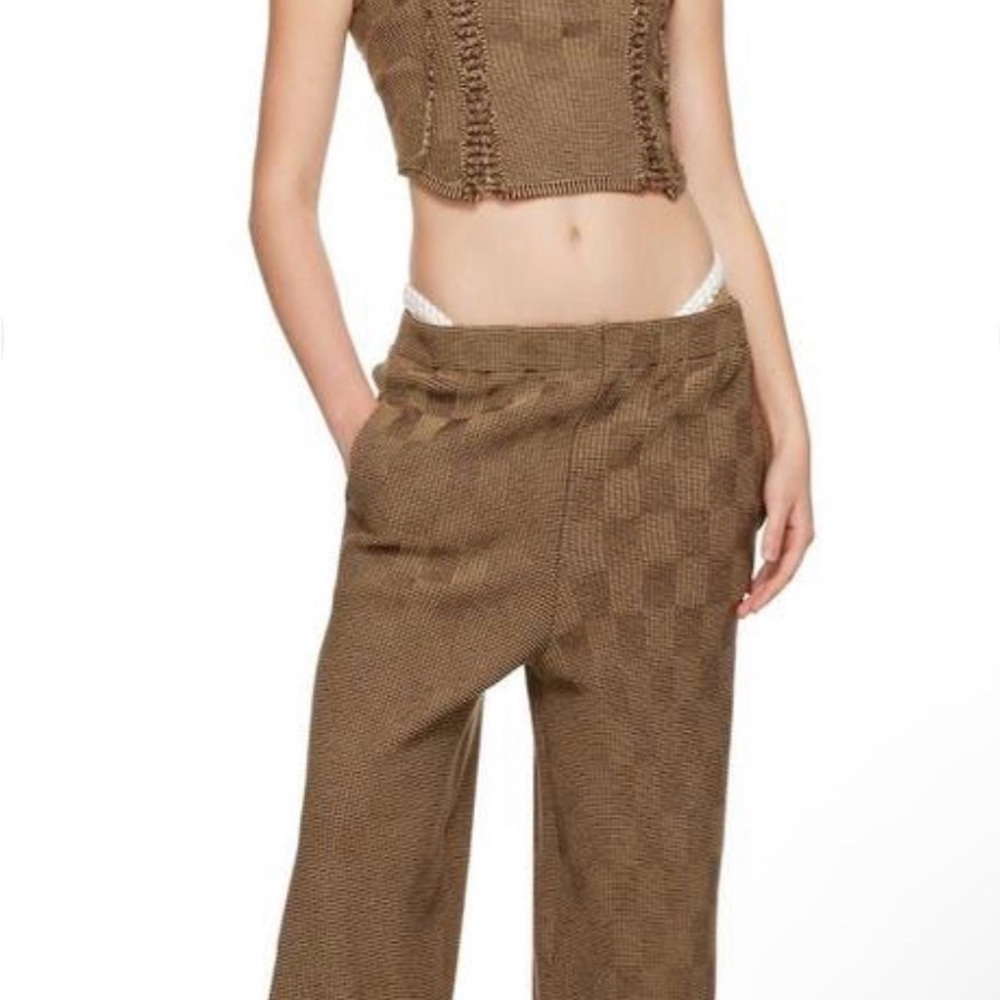 NWOT Isa Boulder Checkered Reflective Brown Loose Pants Size Large - Picture 2 of 5